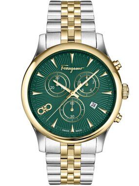 Ferragamo Duo Chrono Bracelet Watch - Green Face